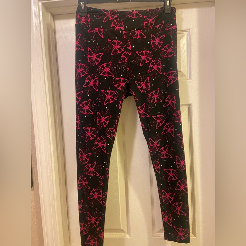 LuLaRoe  Leggings with Pink Butterfly Print